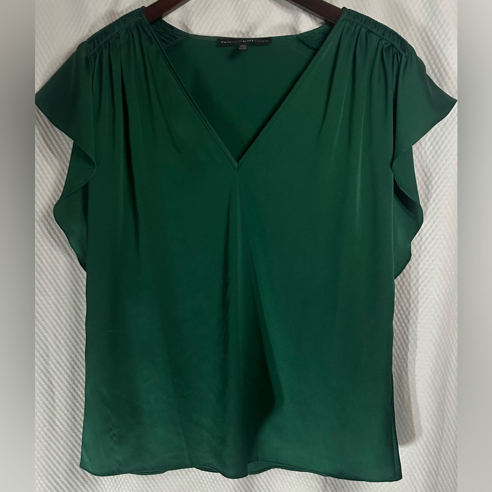 Emerald Green V-Neck Top White House Black Market